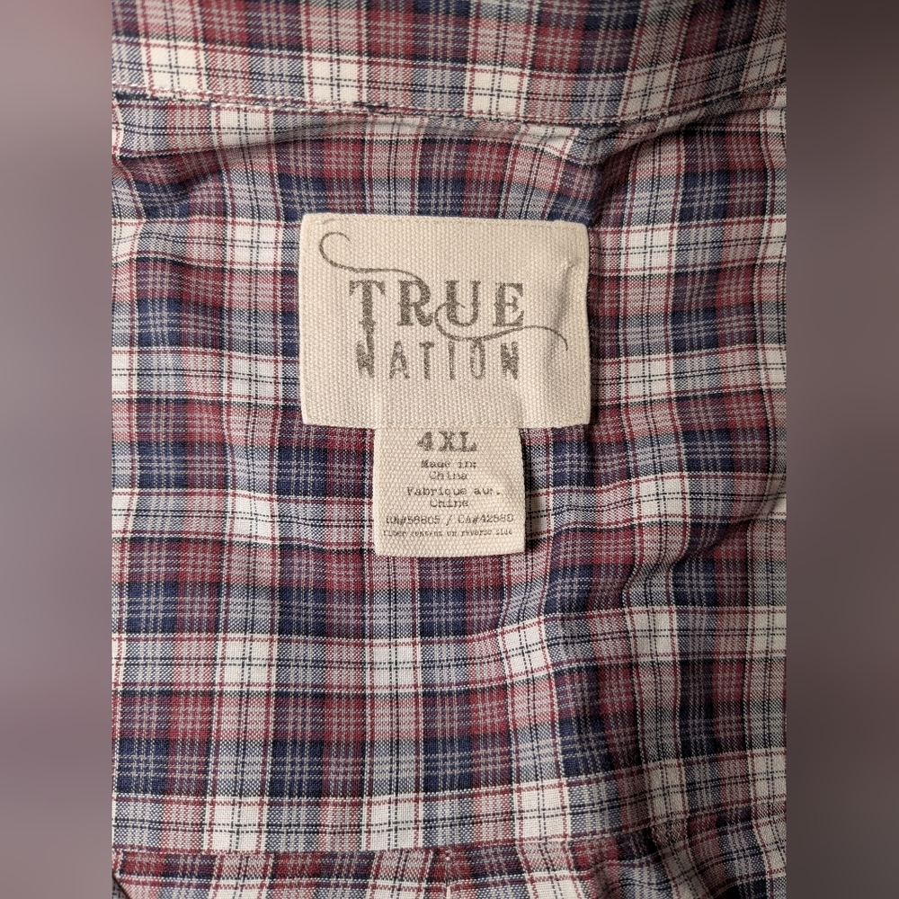 True Nation Men's Plaid Button Down Long Sleeve Shirt Size 4XL - Picture 4 of 4